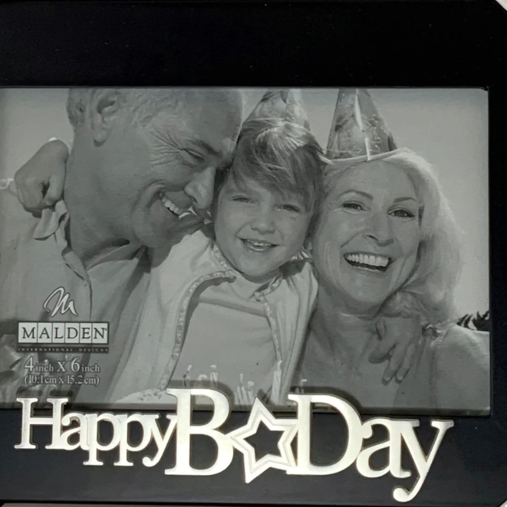 Malden Expressions Photo Picture Frame Black Wood Silver Happy Birthday Gift